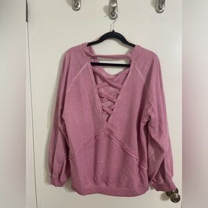 Size L Pink VICI sweatshirt with cross cross back. Baggy loose fit